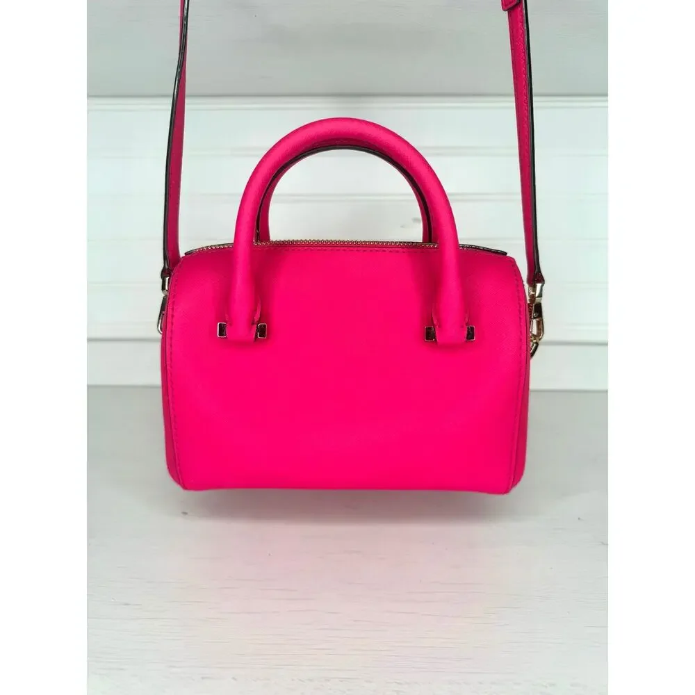 Kate Spade New York Hot Pink Saffiano Leather Satchel Crossbody Bag EUC